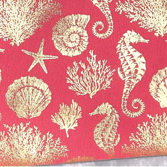SEA LIFE CORAL & METALLIC GOLD FOIL PRINT CLUTCH WRISTLET - Picture 3 of 3